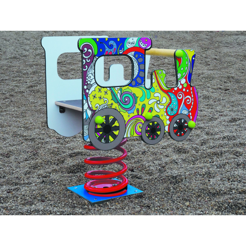 Jeu sur ressort PETIT TRAIN MULTICOLORE