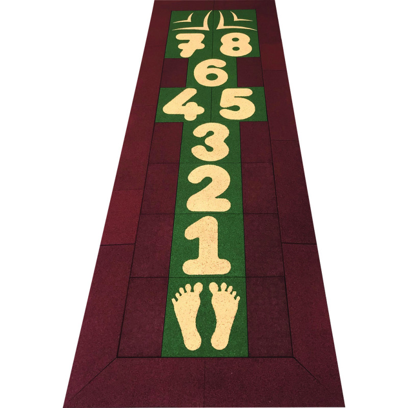 Marelle verte contour rouge