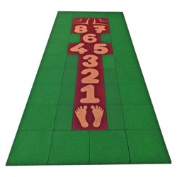 Marelle rouge contour vert