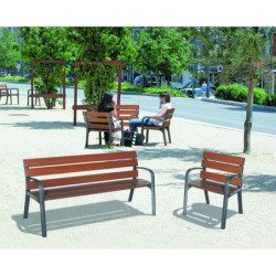 Banc 1800 mm et fauteuil en bois exotique