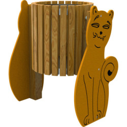 Poubelle bois figurine CHAT