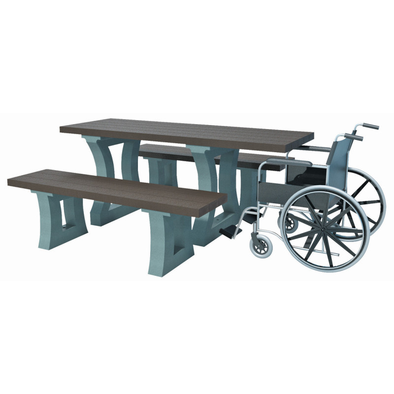 5 tables extérieures PMR recyclées ZIBAL