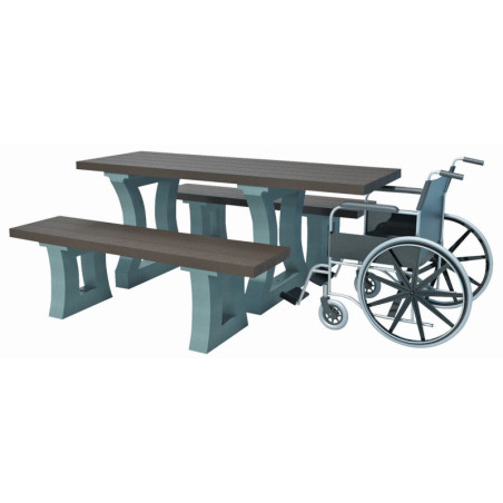 5 tables extérieures PMR recyclées ZIBAL